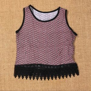 Colorful Cropped Tank Top with Lace - Size S
